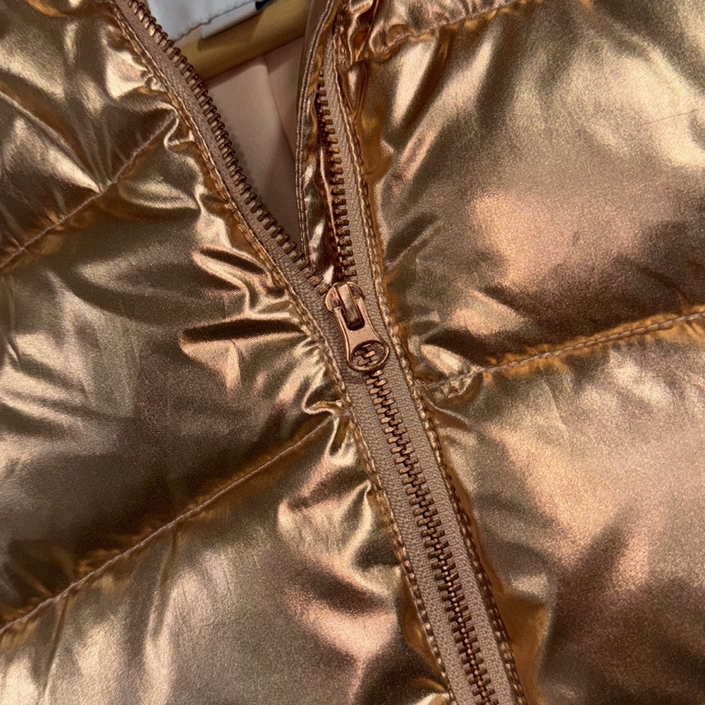 Janie & Jack vest Rose Gold Puffer with Hood 7 8 yrs old pockets cozy - Picture 3 of 4